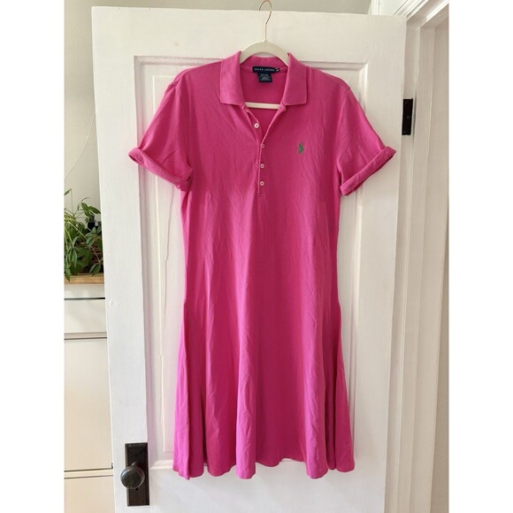 Ralph Lauren Dresses & Skirts - Ralph Lauren Collared Shirt Dress M Pink Pima Cotton Polo Classic Preppy Logo